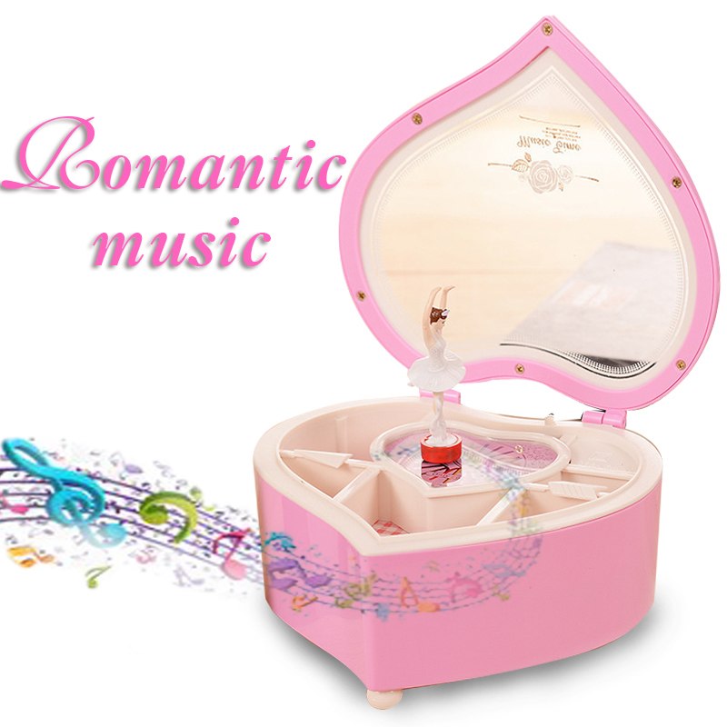 Heart Shape Dancing Ballerina Music Box