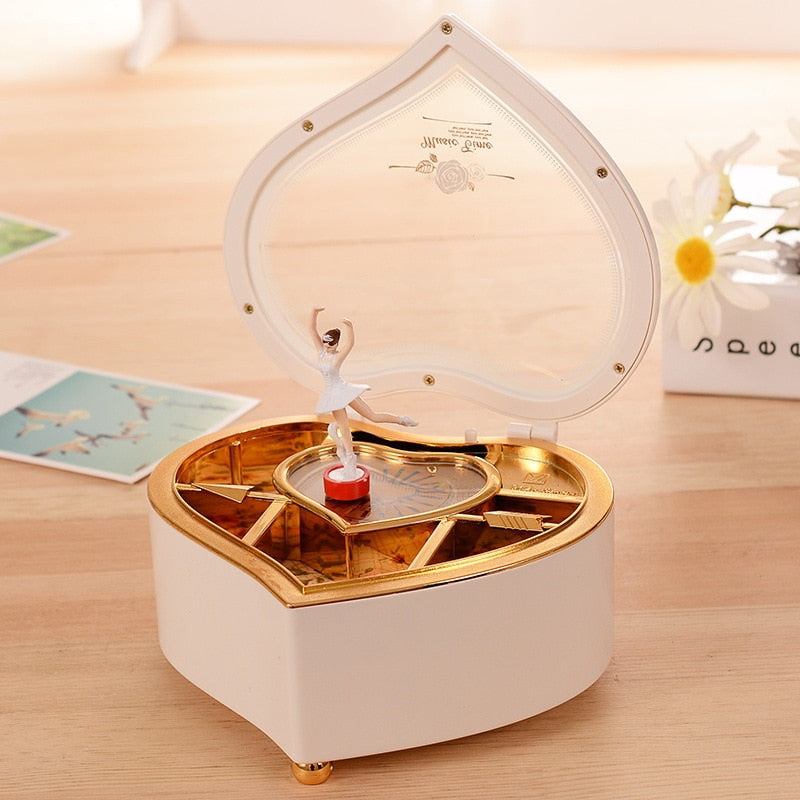 Heart Shape Dancing Ballerina Music Box