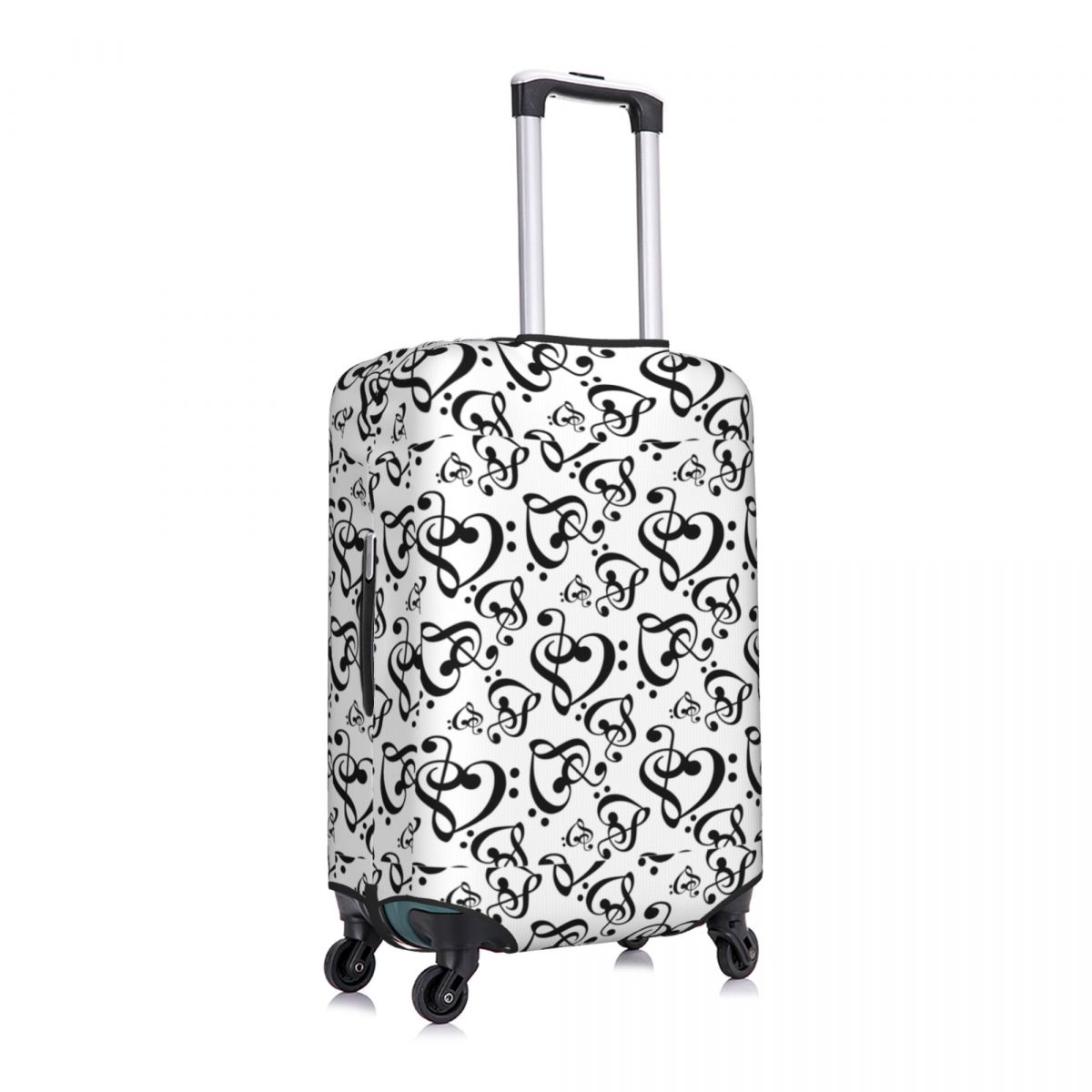 Music Heart White Luggage Cover