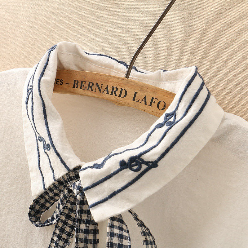 Music Notes Bow Lace-up Women's Shirt