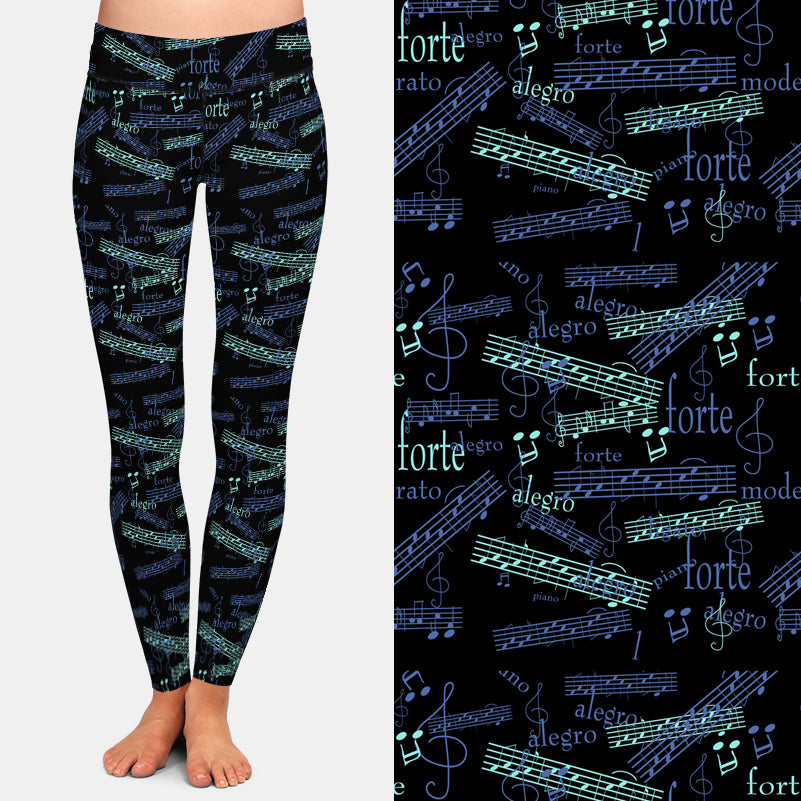 Music Notes Print Leggings