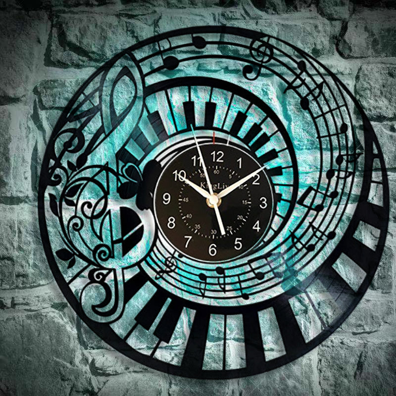 Piano Keys Treble Clef Wall Clock