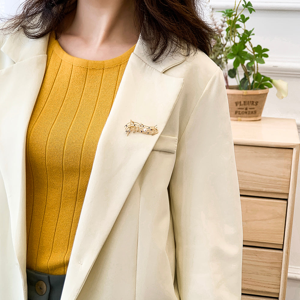 Luxury Music Note Star Brooch