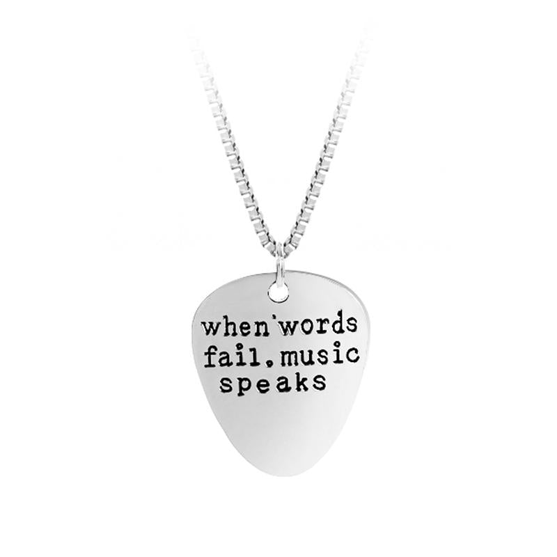 Free - Music Quote Guitar Pick Necklace