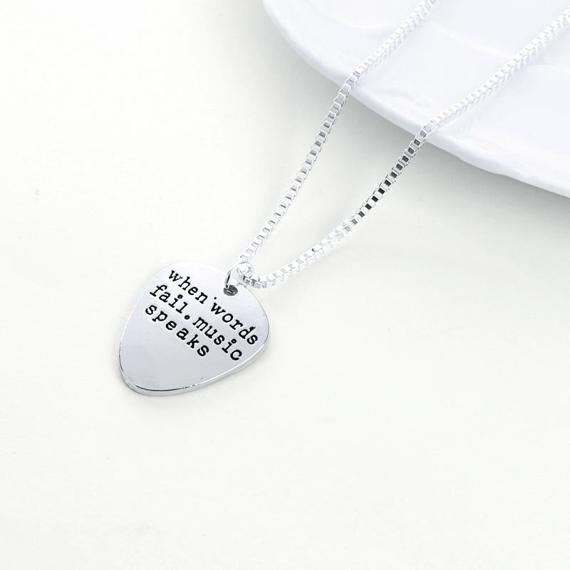 Free - Music Quote Guitar Pick Necklace