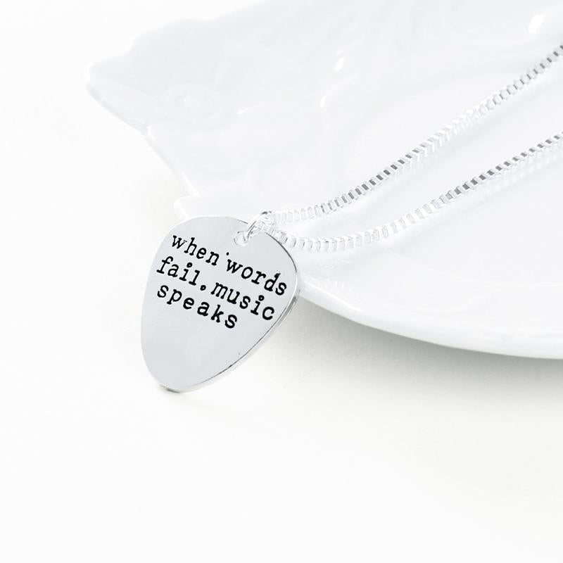 Free - Music Quote Guitar Pick Necklace