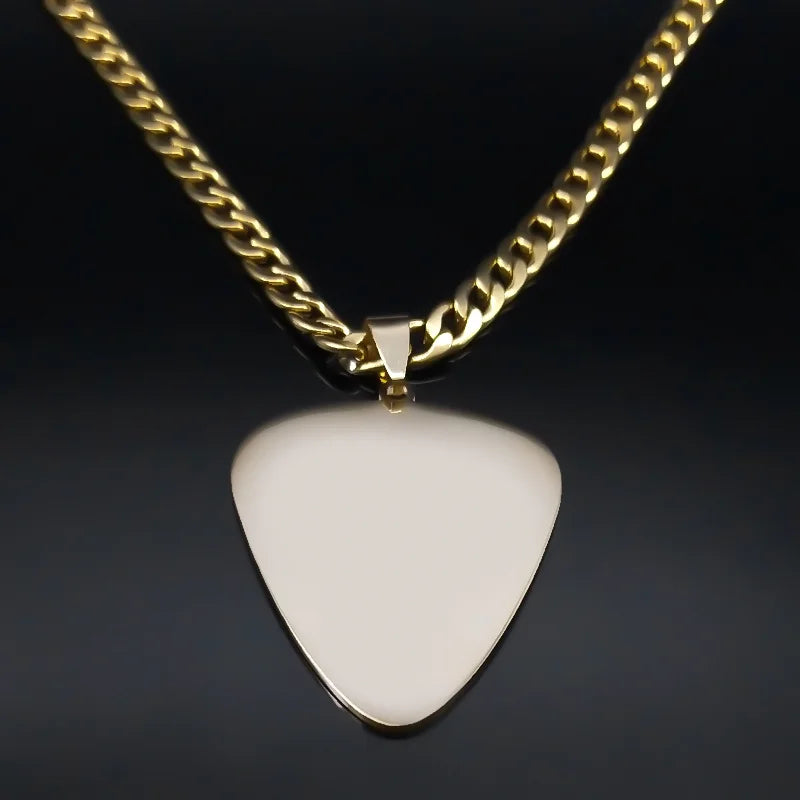 Silver/Gold Color Guitar Pick Necklace