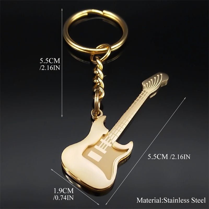Black/Gold Mini Electric Guitar Keychain