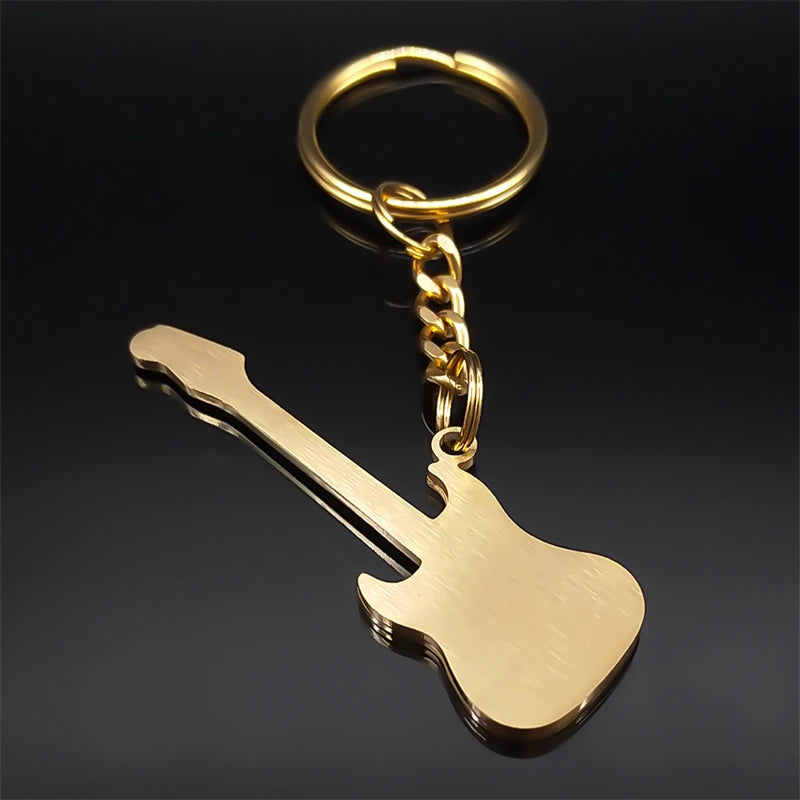Black/Gold Mini Electric Guitar Keychain