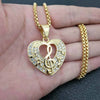 Rhinestones Heart Music Note Necklace