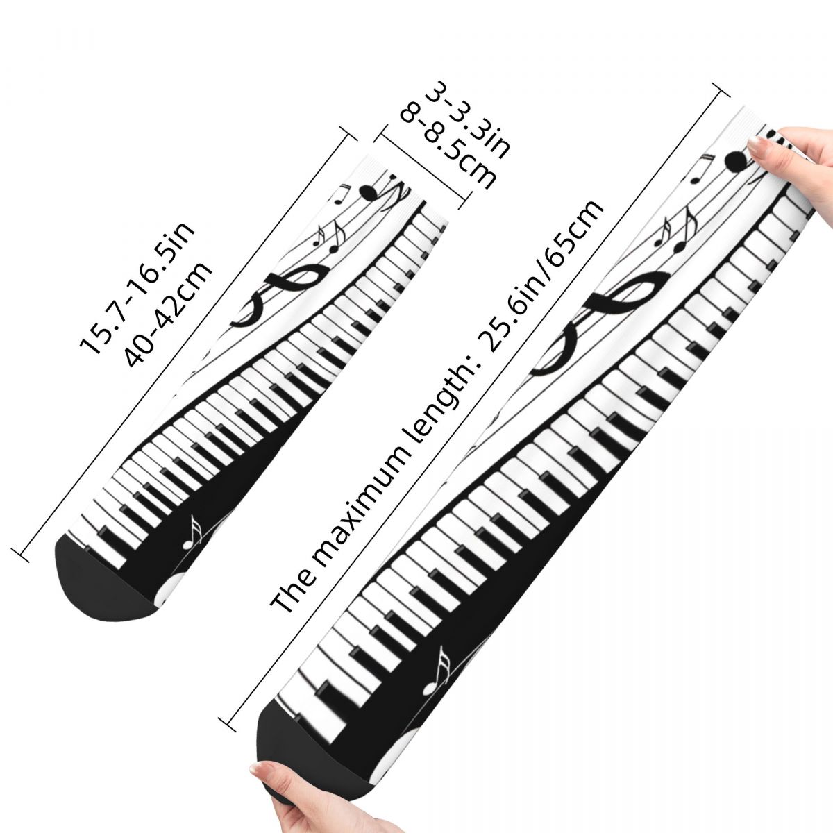 Minimalistic Piano Keys Crew Socks