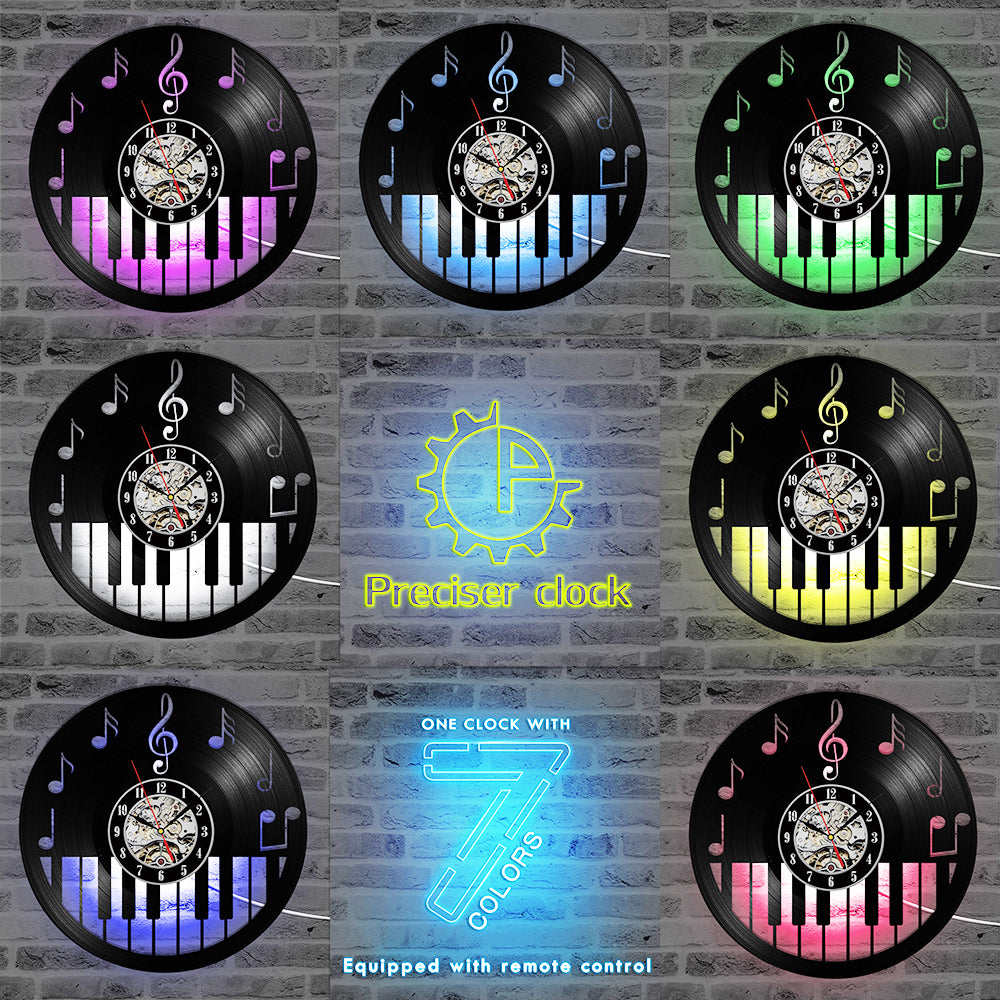 Hollow Piano Keyboard Vinyl Record Clock