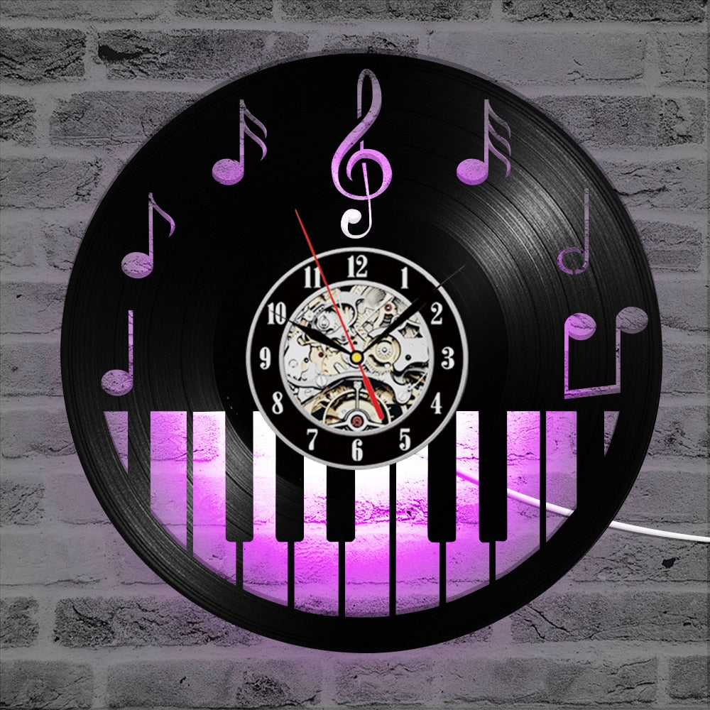 Hollow Piano Keyboard Vinyl Record Clock