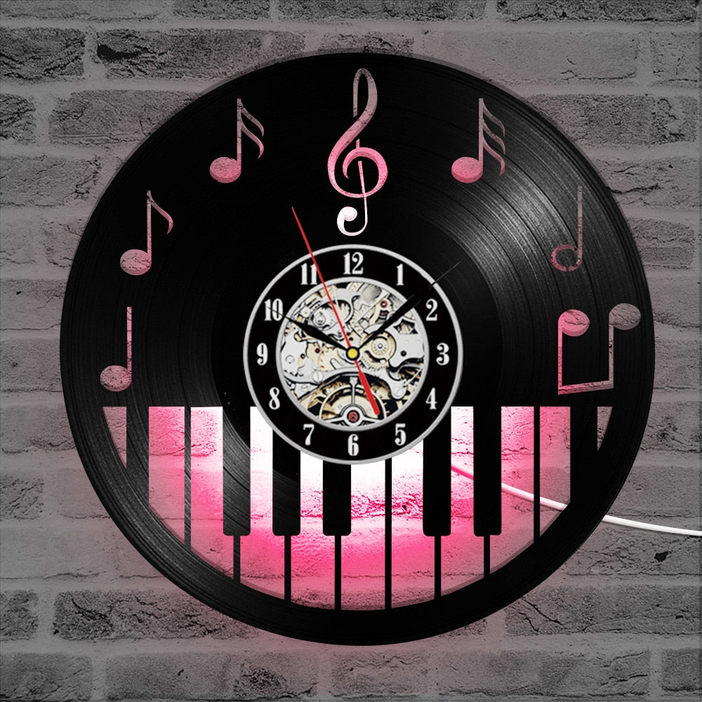 Hollow Piano Keyboard Vinyl Record Clock