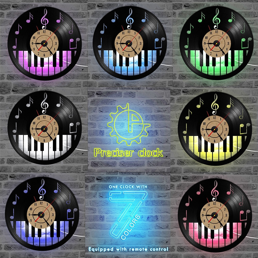 Hollow Piano Keyboard Vinyl Record Clock