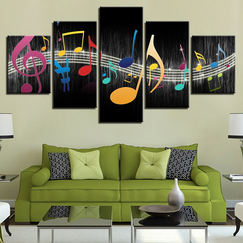 Colorful Music Notes Canvas Wall Art