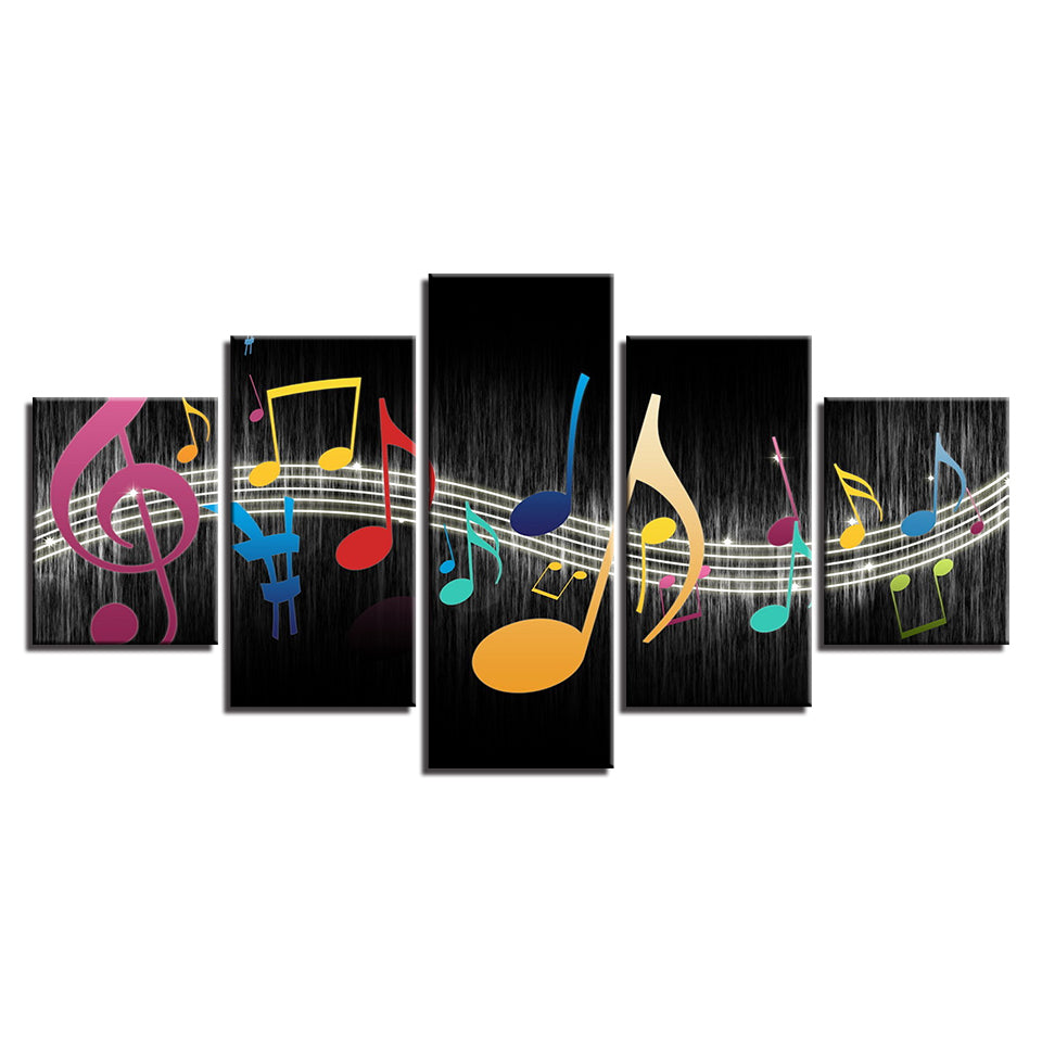 Colorful Music Notes Canvas Wall Art