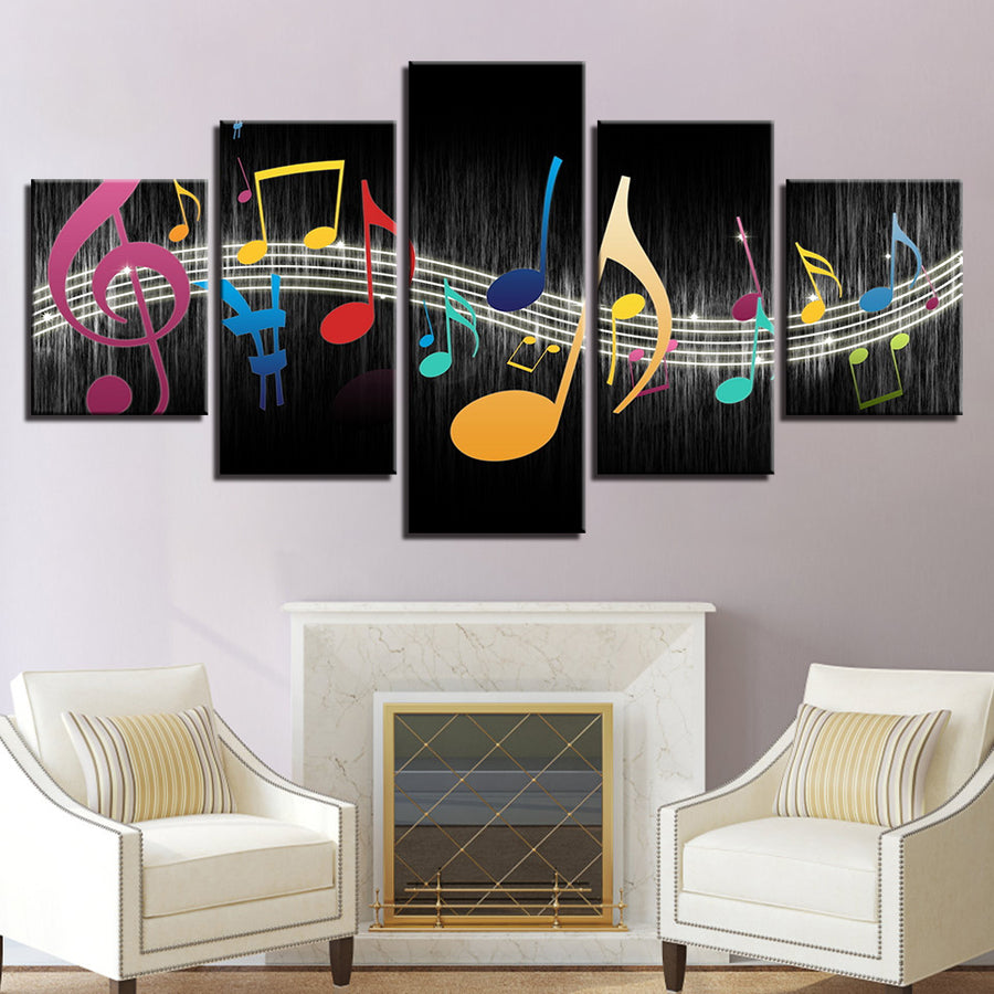 Colorful Music Notes Canvas Wall Art