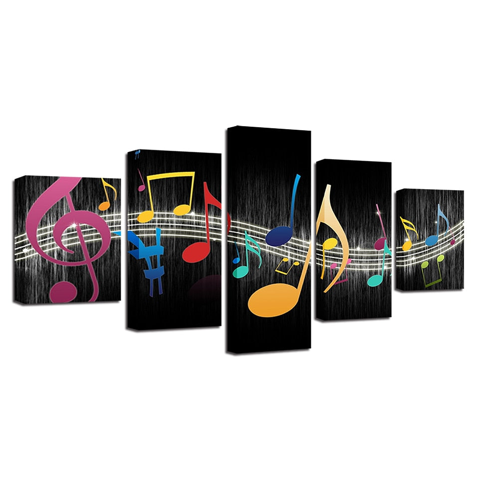 Colorful Music Notes Canvas Wall Art