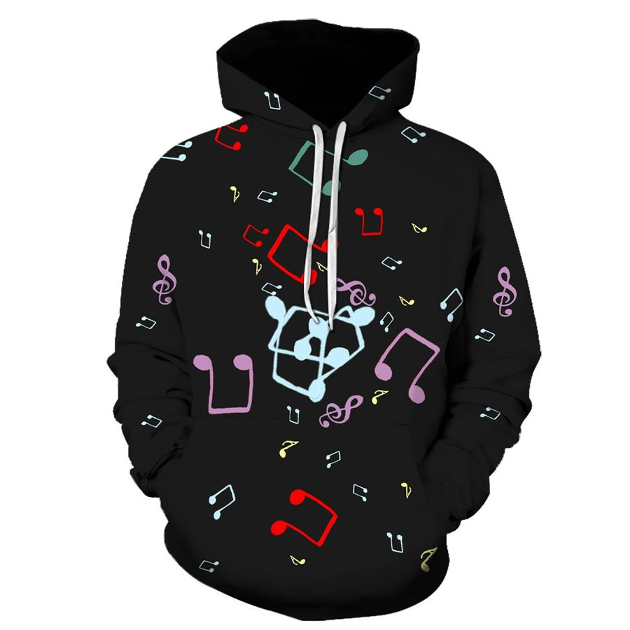 Colorful Music Notes Black Hoodie