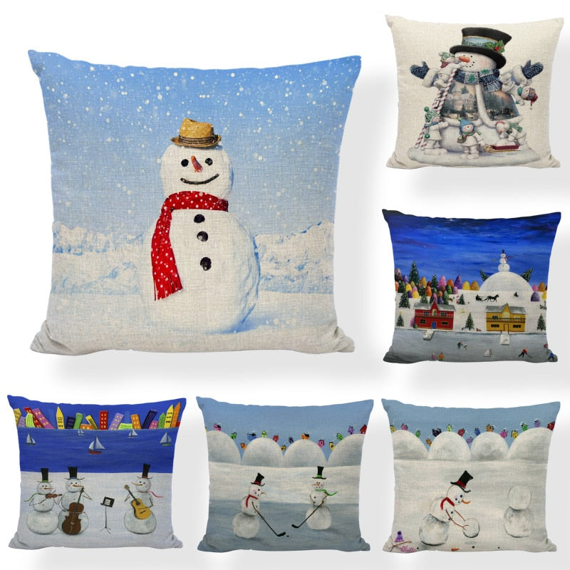 Music Snowman Christmas Pillowcase