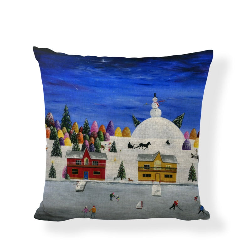 Music Snowman Christmas Pillowcase