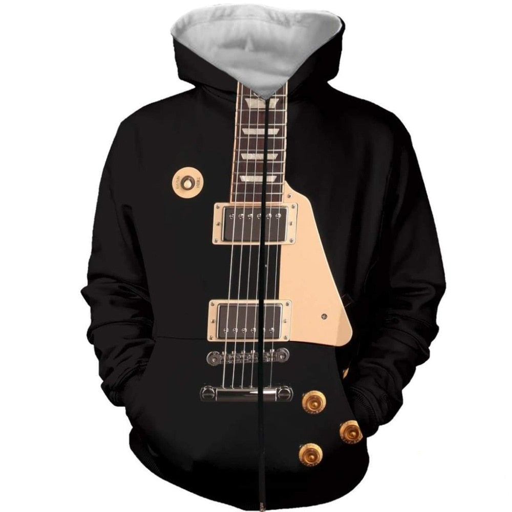 Rock Style Guitar Print Streetwear
