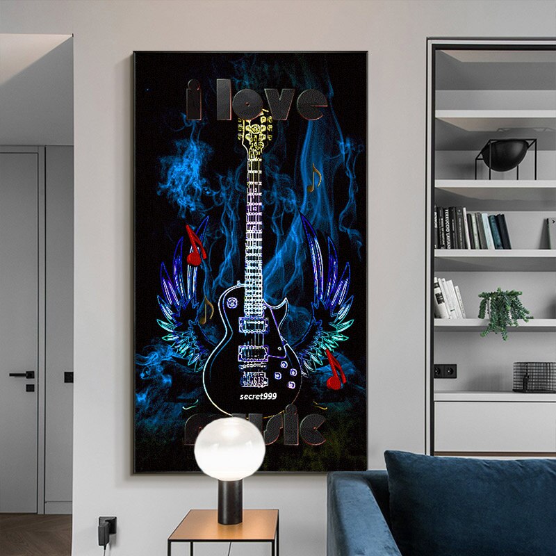 I Love Guitar Canvas Art