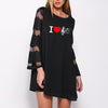 I Love Music Notes Mesh Lace Dress