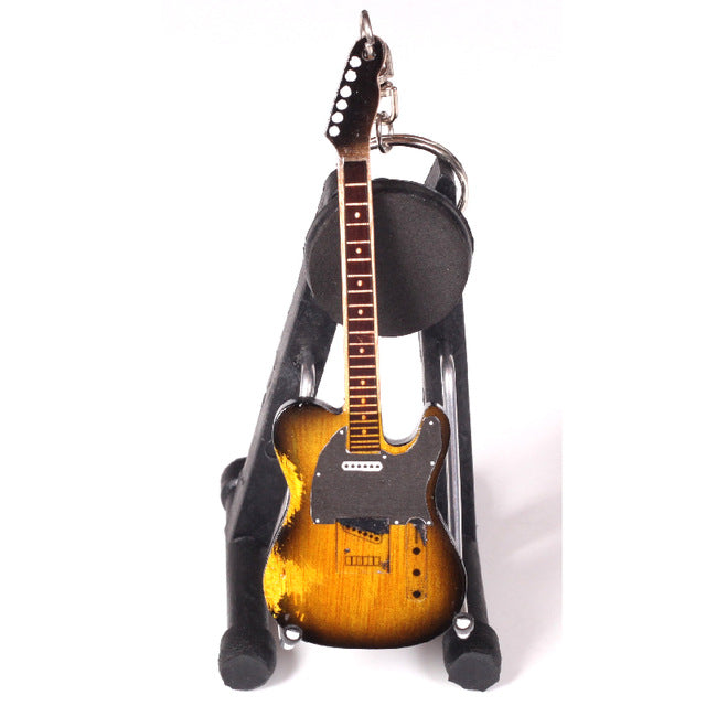 Wooden Miniature Guitar Keychains