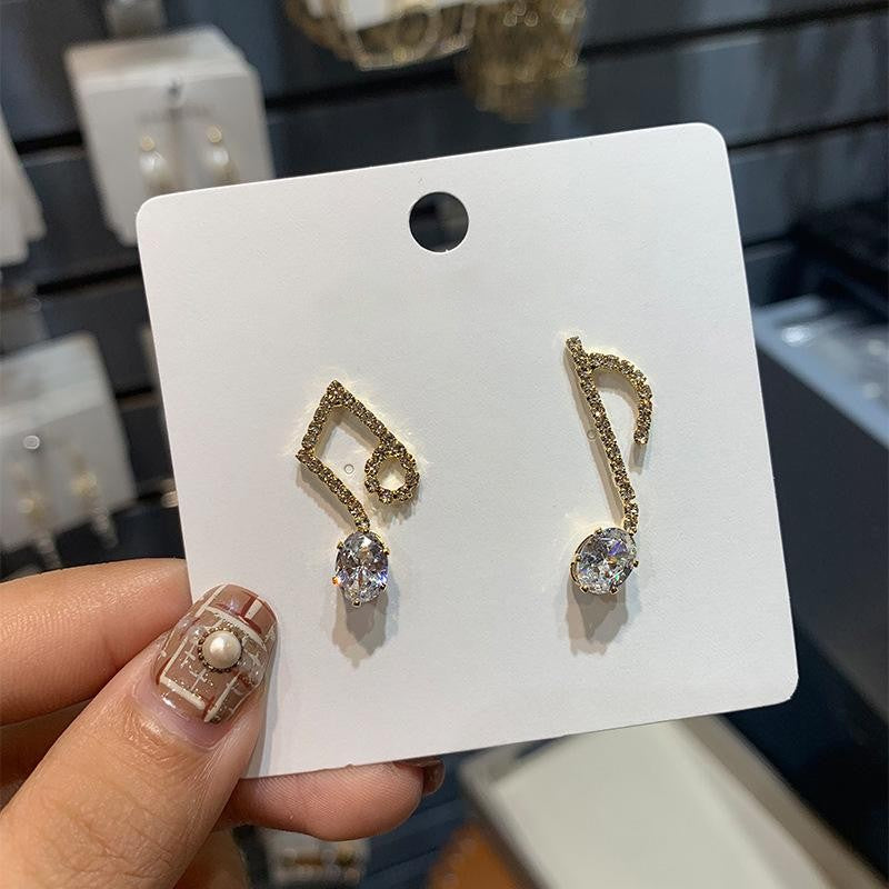 Crystal Asymmetric Music Notes Earrings