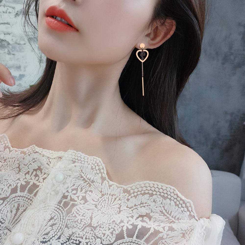 Hollow Heart Musical Notes Drop Earrings