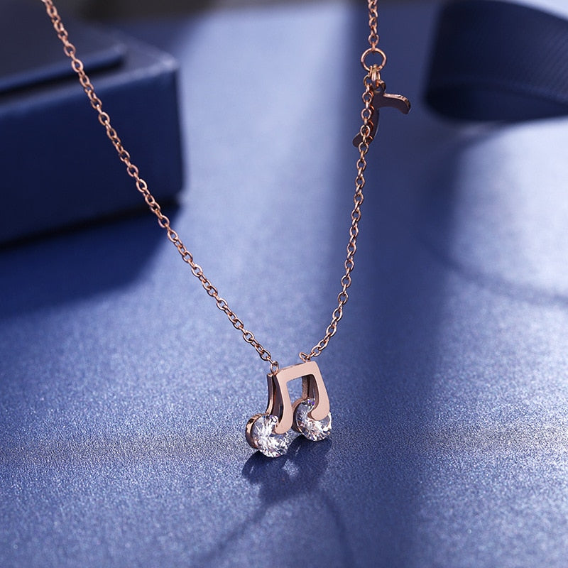 Zircon Musical Pendant Necklace