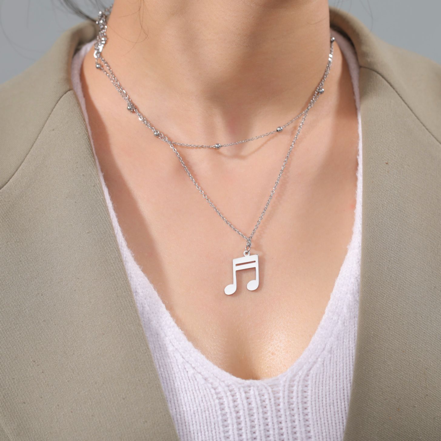 Music Note Double Layered Necklace