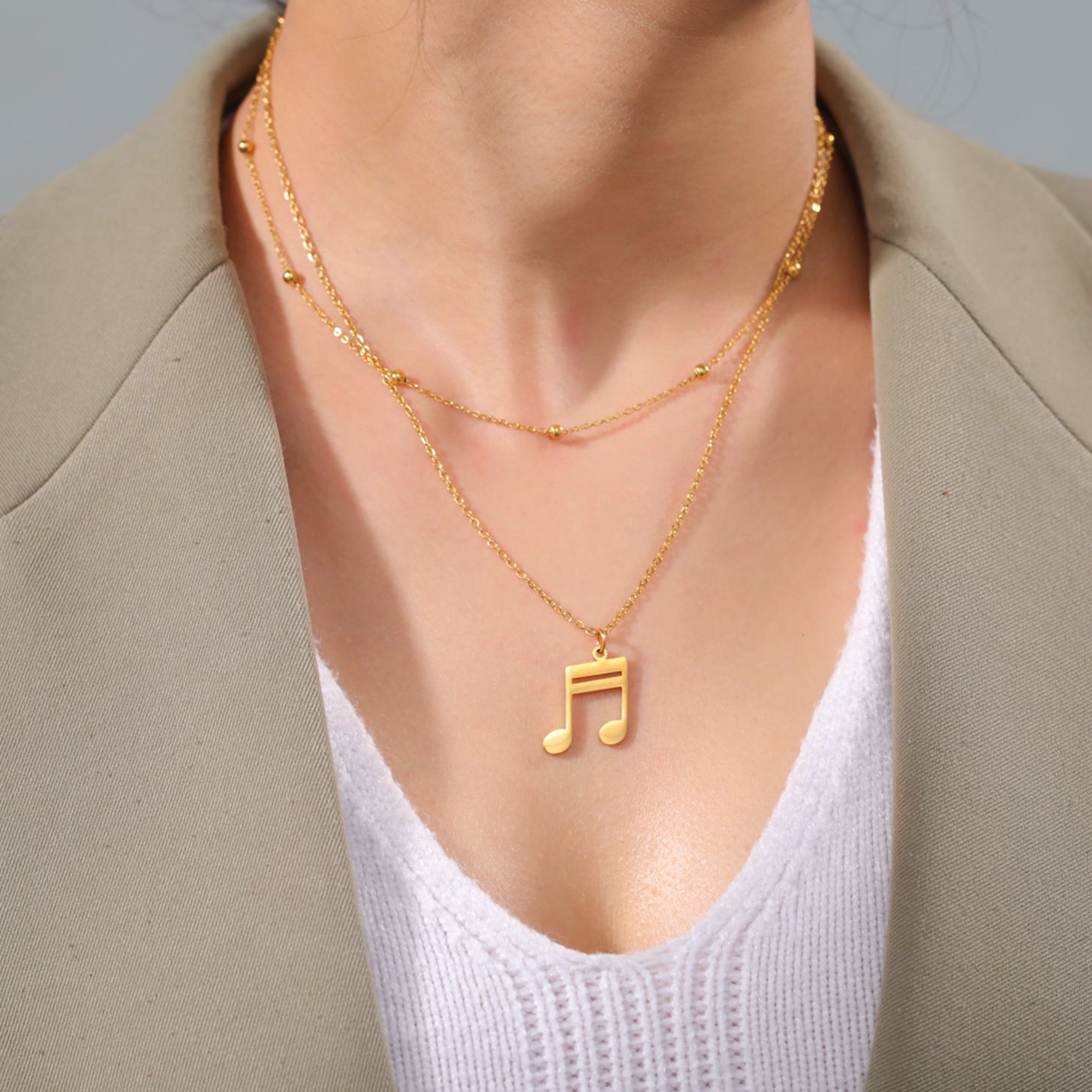 Music Note Double Layered Necklace