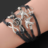 Music Note Anchor Two Birds Eight Charms Bracelet - Artistic Pod