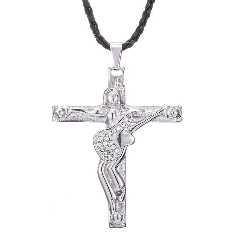 Guitar Cross Pendant Necklace