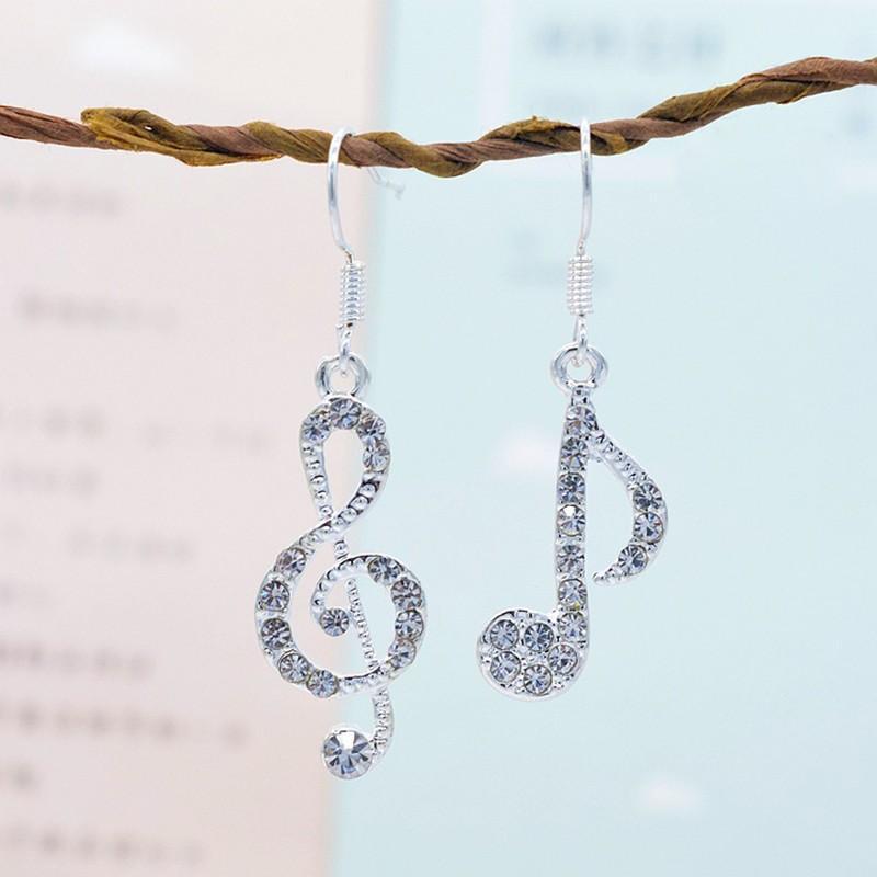 Bling Bling Music Notes Lady Hook Earring - Artistic Pod Review
