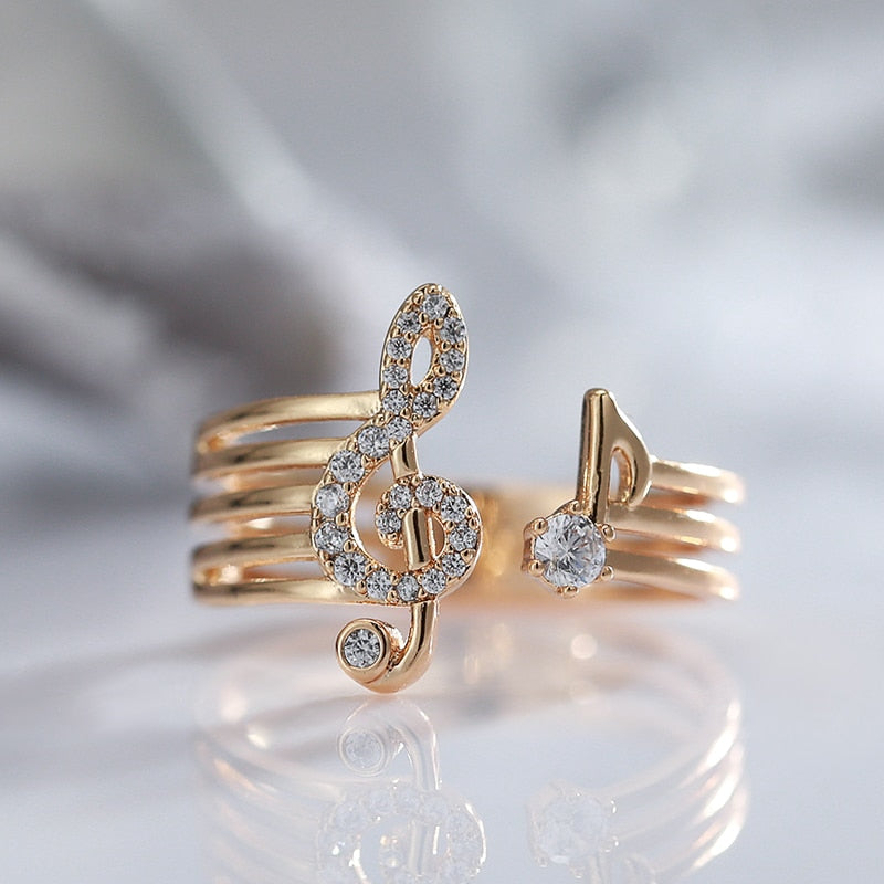 Crystal Music Note Ring