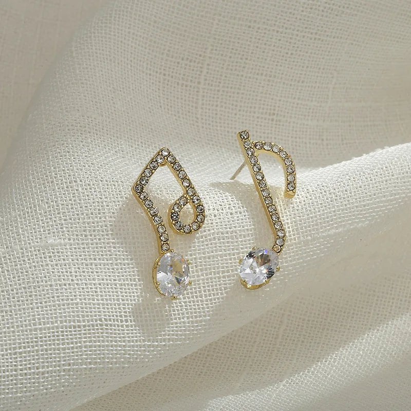 Shinny Music Note Earrings (Clip On & Piercing)