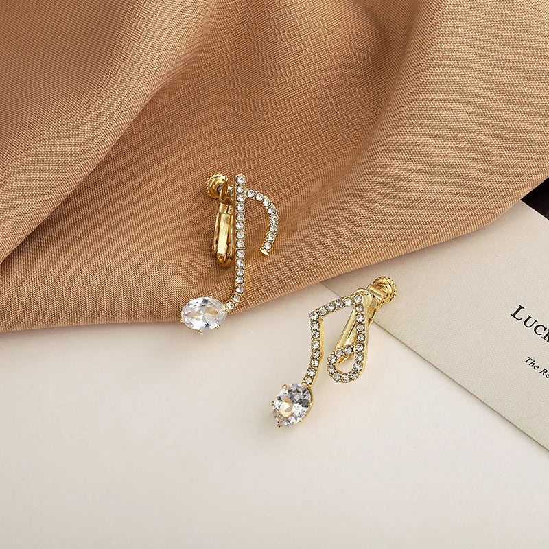 Shinny Music Note Earrings (Clip On & Piercing)