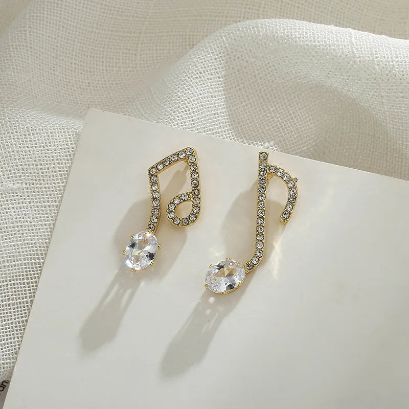 Shinny Music Note Earrings (Clip On & Piercing)