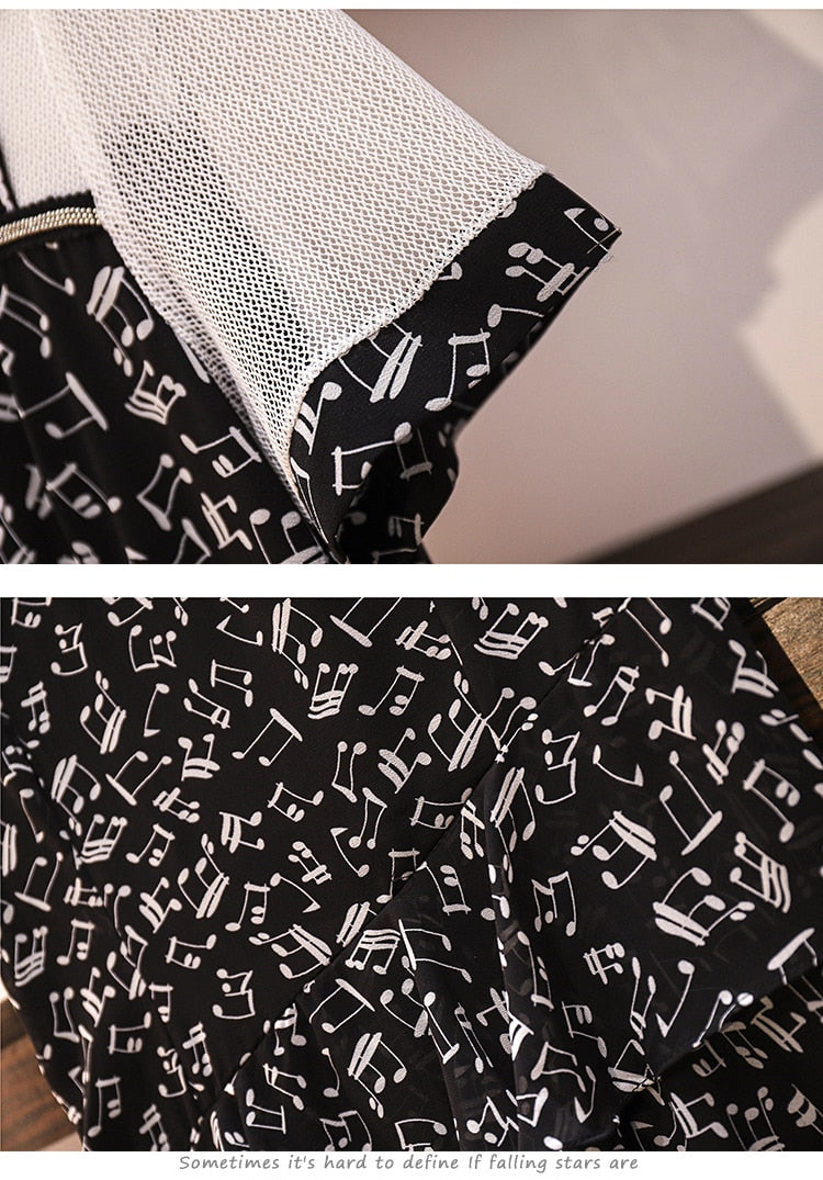 Patchwork Music Notation Print Dress