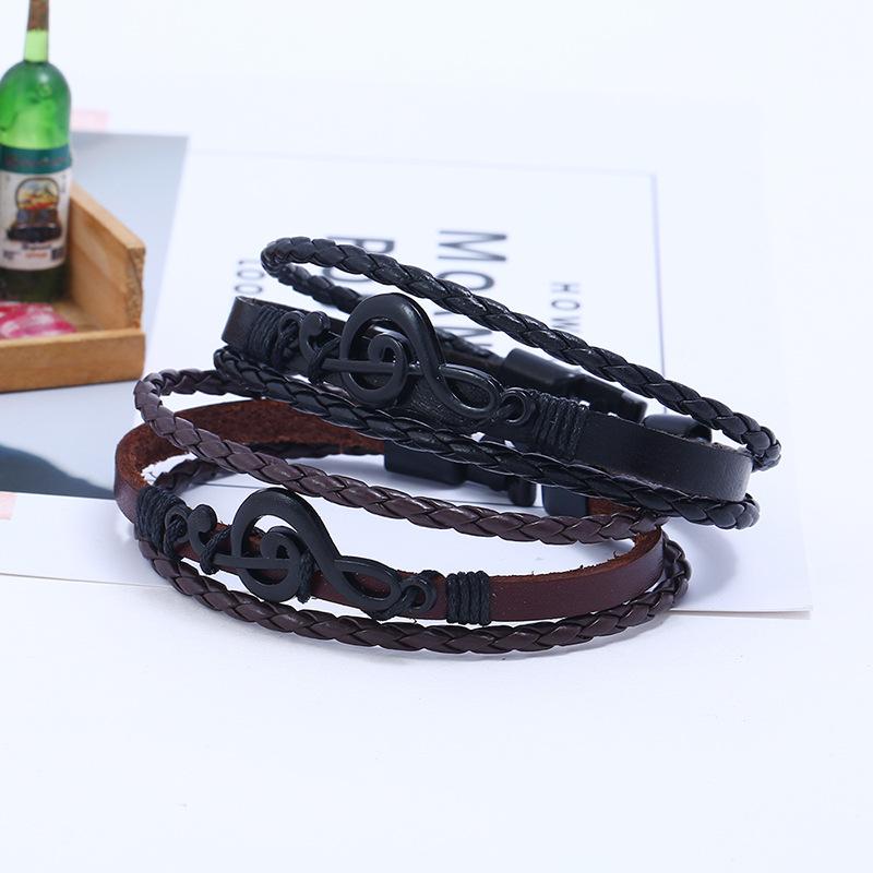 Punk Music Notes Leather Bracelet