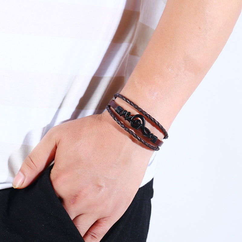 Free - Punk Music Notes Leather Bracelet