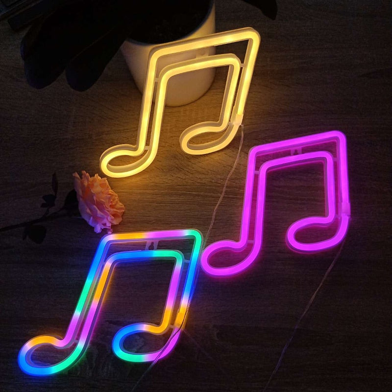 Neon Music Note Music Notes LED Neon Sign Neon Vibes® Neon