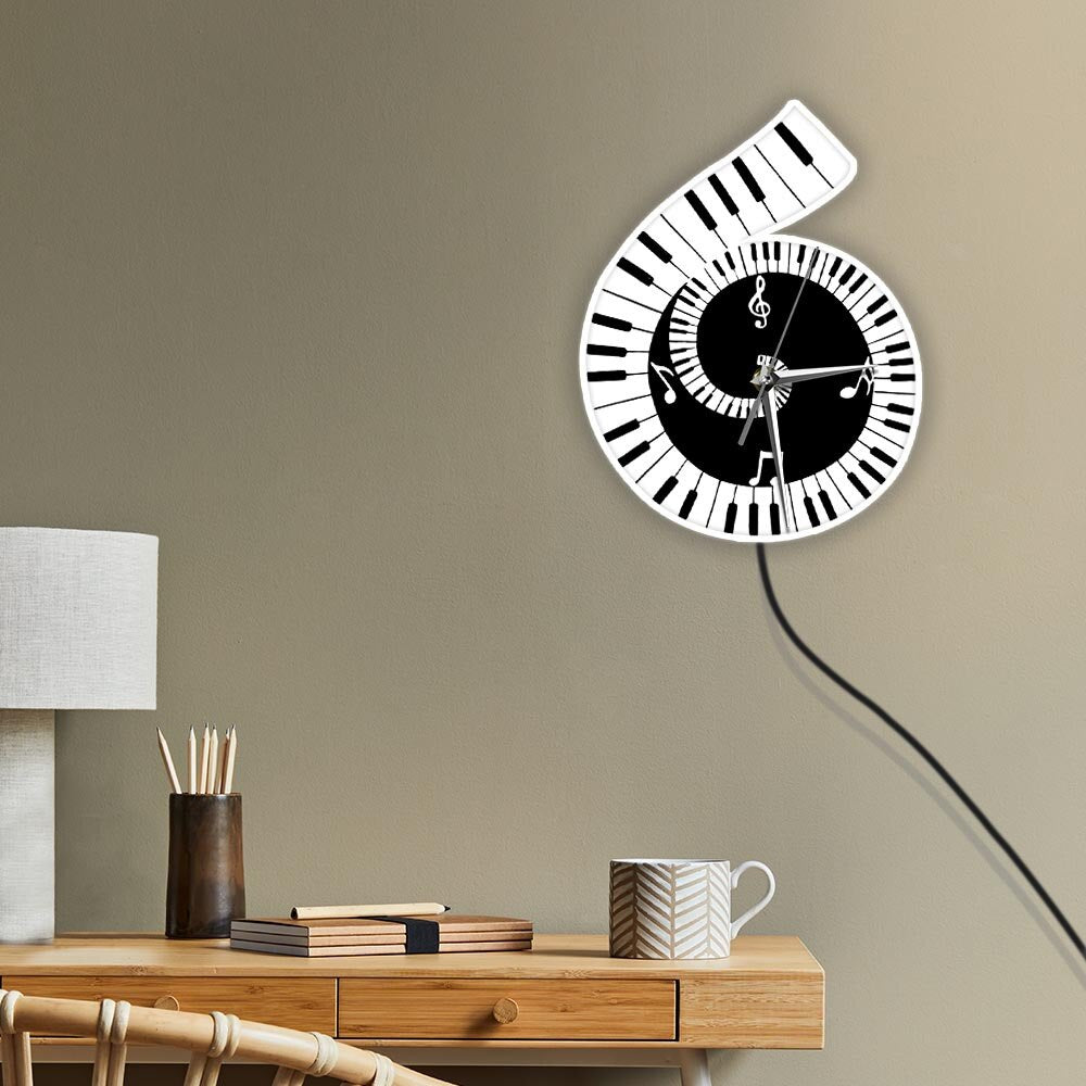Piano Key LED Wall Clock