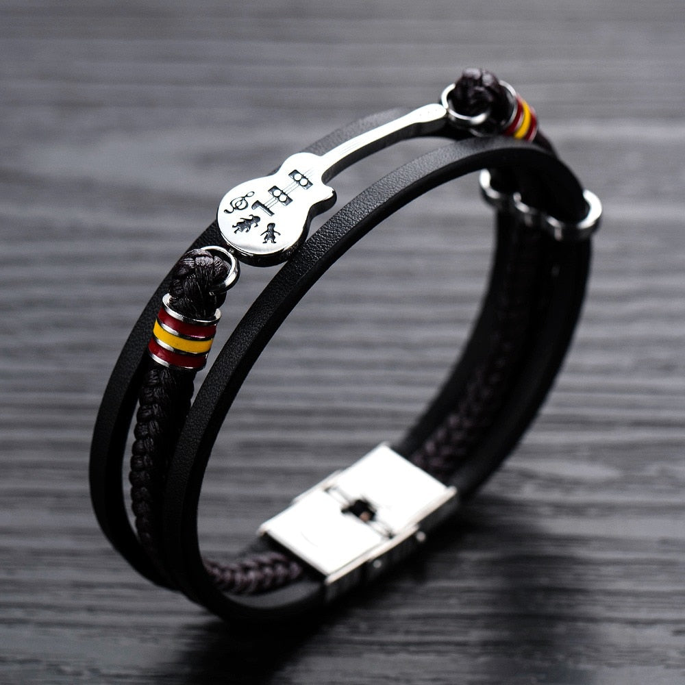 Unique Guitar PU Leather Wrap Bracelet