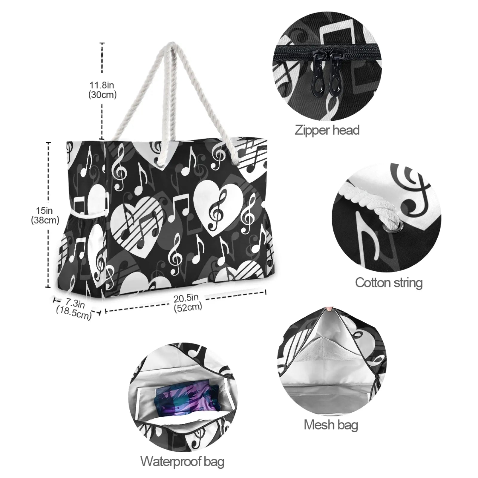 Music Note Beach Shoulder Bag