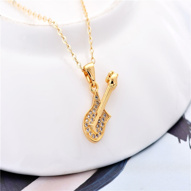 Enchanted Gold Guitar Necklace